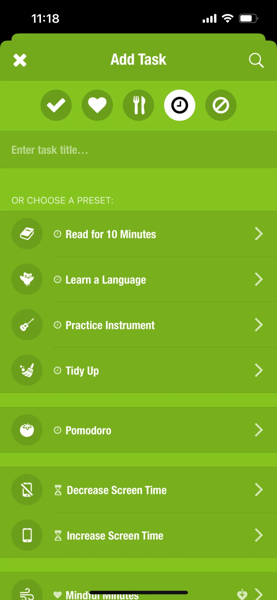 Pantalla inicial para crear un nuevo hábito en Streaks