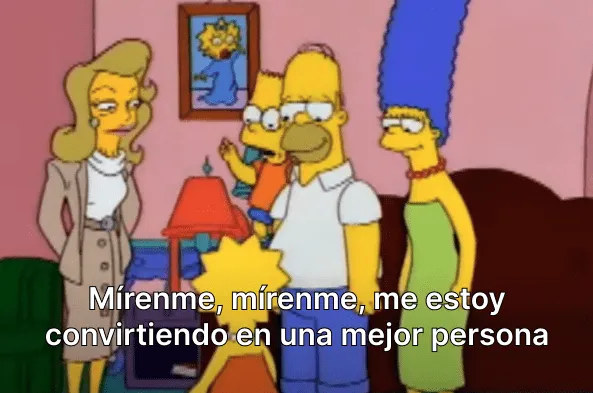 Escena de los Simpson con Bart gritando: "Mírenme, mírenme, soy Bart"
